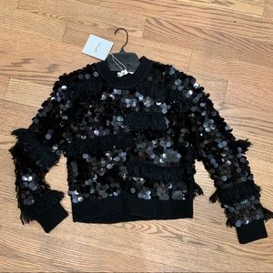 DVF Black sequin wool fringe sweater. Comment if interested in purchasing